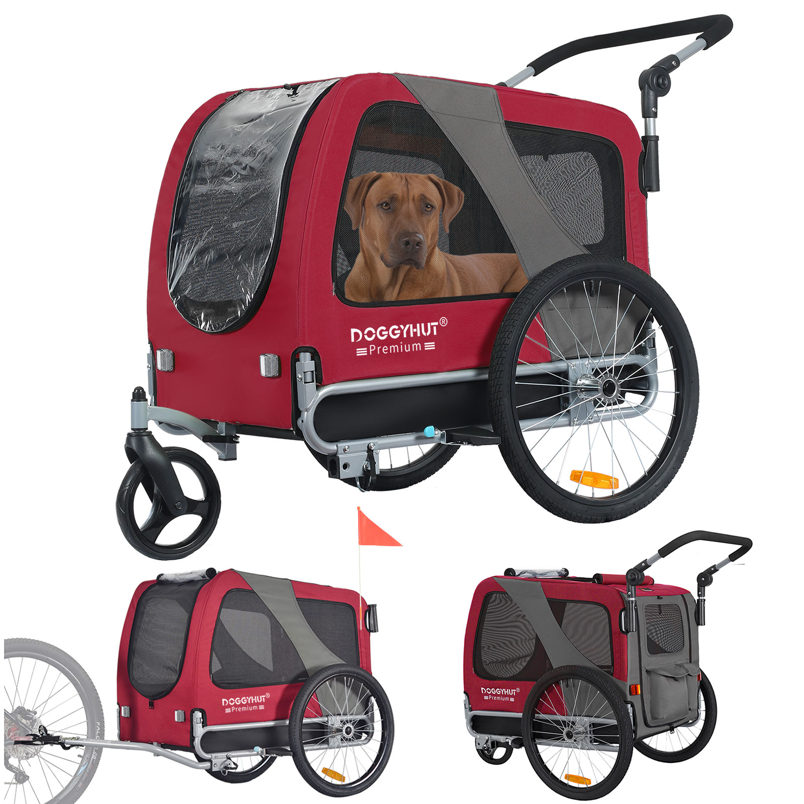 DOGGYHUT Premium LARGE Hundefahrradanhnger & Jogger 2 in 1 Fahrradanhnger  | eBay.de
